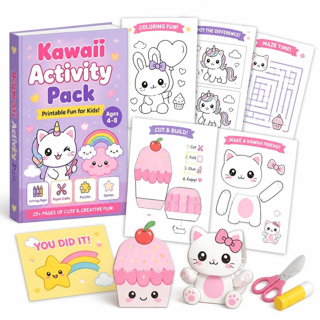 Kit de Actividades Imprimibles (Colorear, Juegos y Recortar)